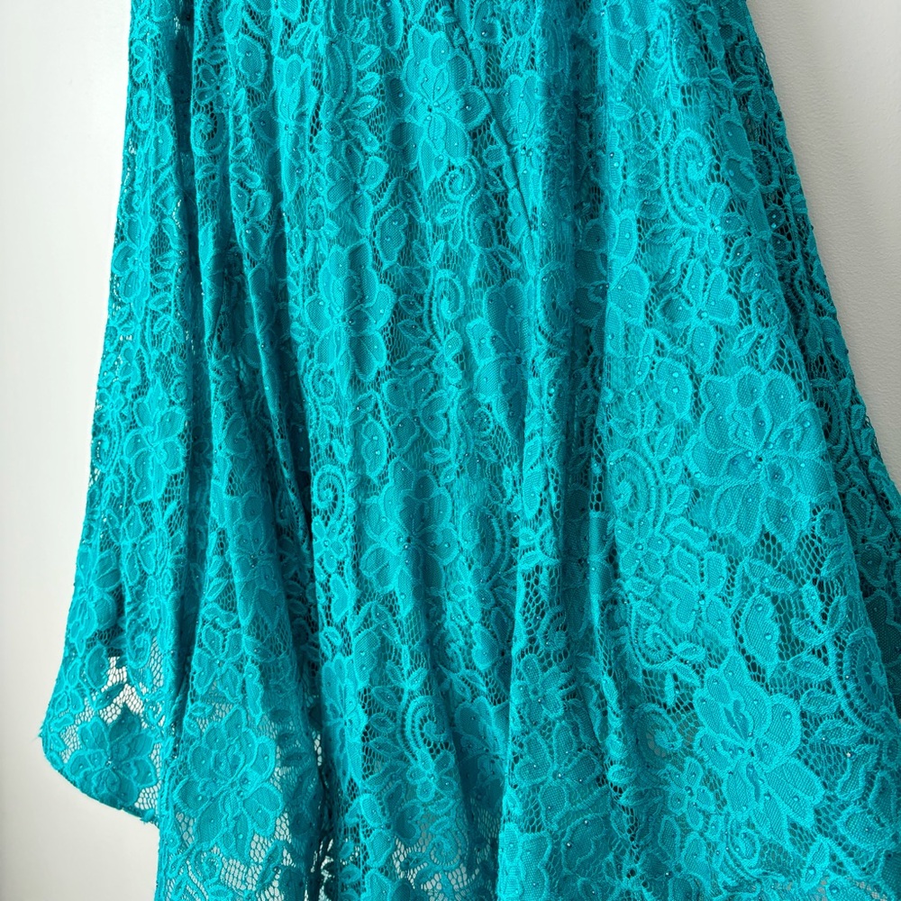Sherri Hill Prom Dress 8 Mermaid Lace Gown 53359 Strappy Open Back Jade Green - Picture 8 of 15